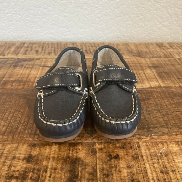 marine wag kids shoes loafers Size 23 US 7 Blue  Leather Hook Loop Dress - Picture 3 of 10